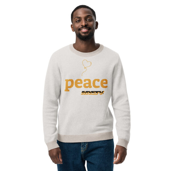 Knitted crew neck sweater (peace & do what you love) - Image 5